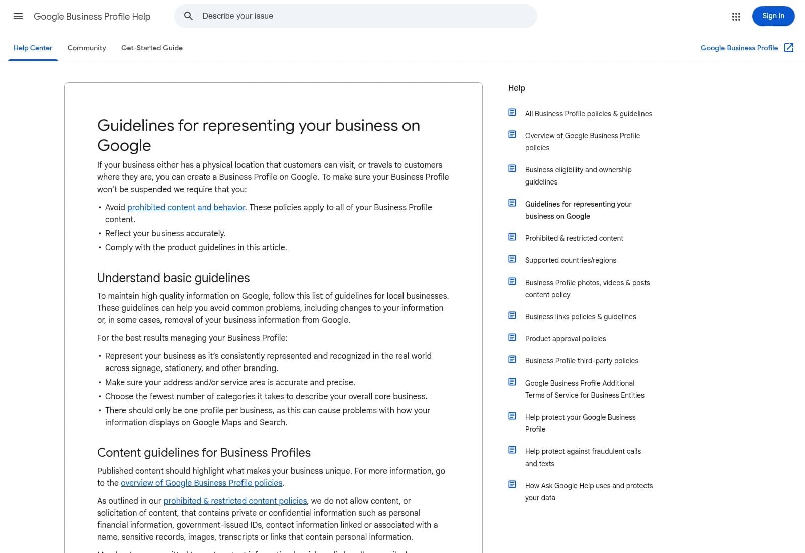 Guidelines for representing your business on Google - Google Business Profile Help