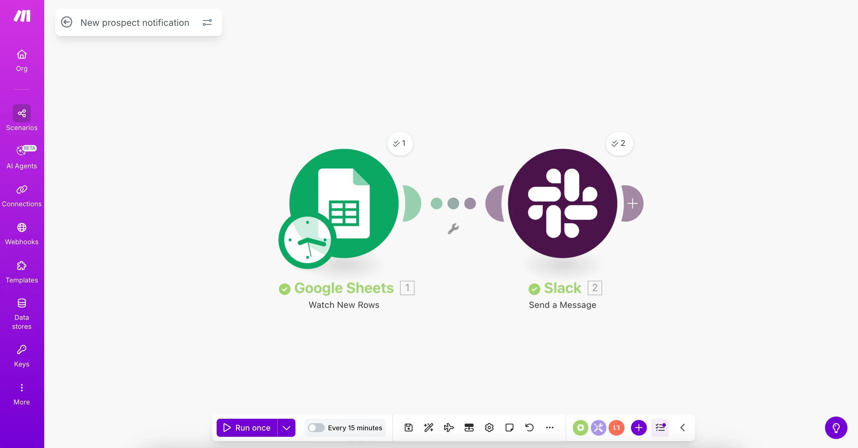 Make editor connecting Google Sheets to Slack