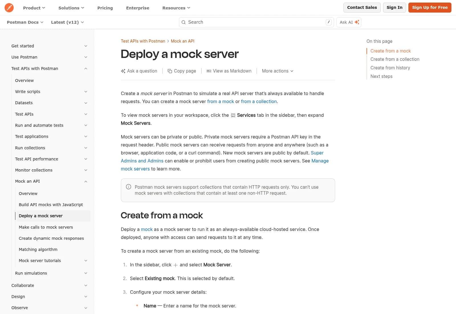 Postman official guide explaining how mock servers simulate API replies