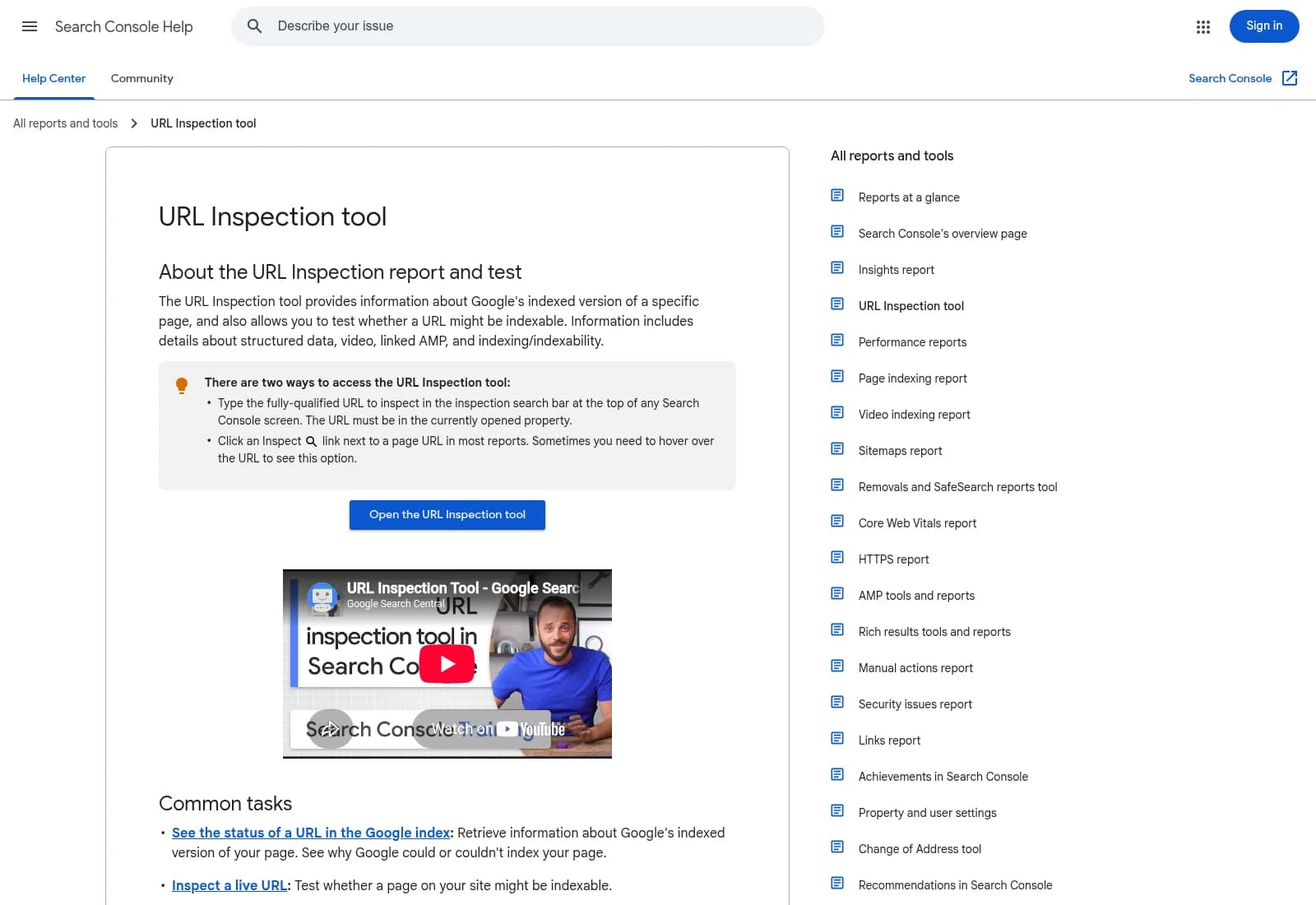 URL Inspection tool - Search Console Help